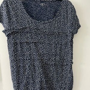 Short sleeve blue shirt with white polkadots